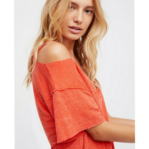 🎀Host Pick🎀FREE PEOPLE Orange Surf's Up Tee - Picture 5 of 7